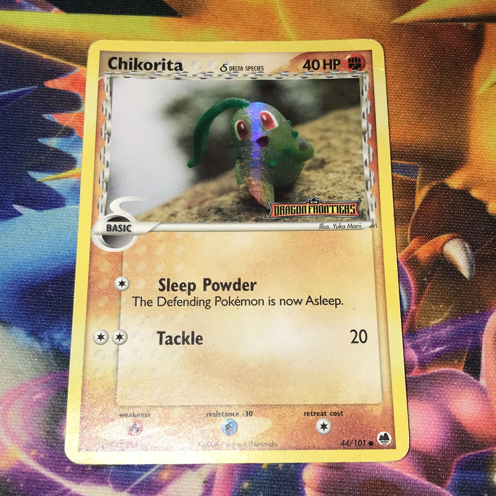 Chikorita ~ 44/101 Stamped Holo EX DRAGON FRONTIERS MODERATE PLAY Pokemon Card