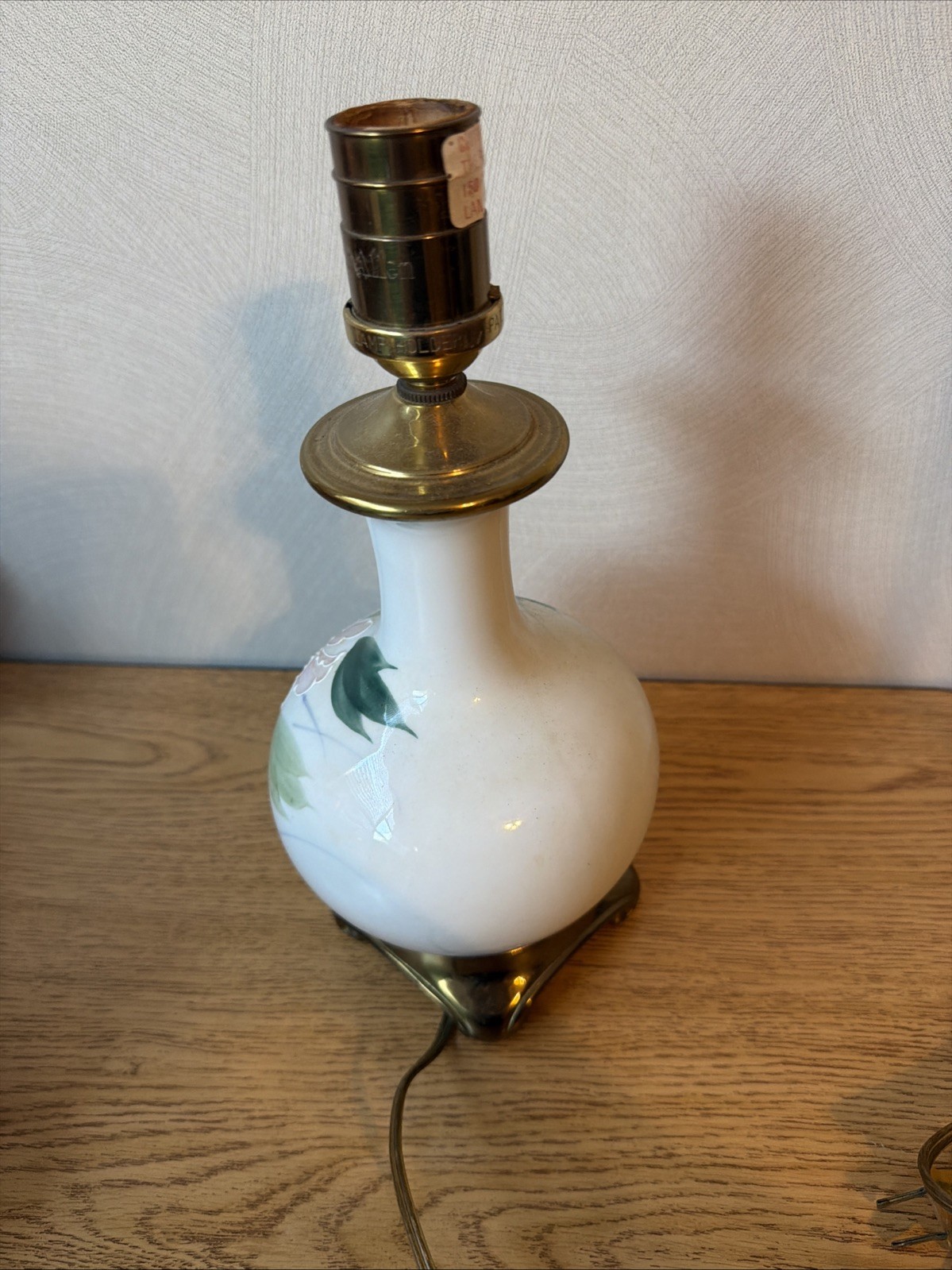 VTG ETHAN ALLEN FLORAL PORCELAIN GINGER JAR LAMP PINK LAVENDAR COTTAGE CORE
