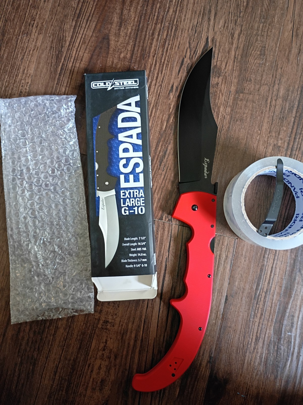 Cold Steel Espada Xl Aus 10a Red G10 handle Folding Knife 7.5 Inch Blade