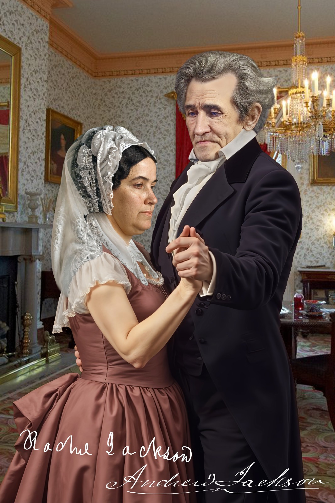 ANDREW JACKSON & RACHEL JACKSON “In The Arms of Old Hickory” Hermitage Postcard