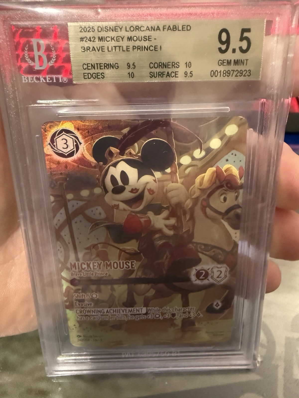 2025 Disney Lorcana Fabled #242 Mickey Mouse Brave Little Prince Iconic BGS 9.5