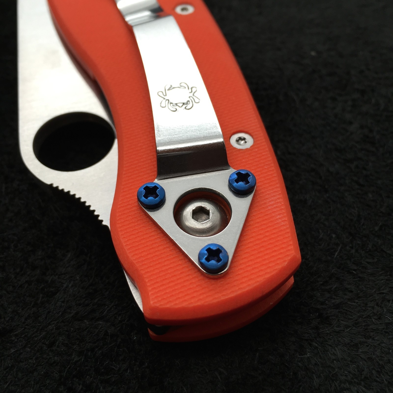 Spyderco Military ~ (3) Phillips Clip Screws ~ Titanium blue (No Knife)