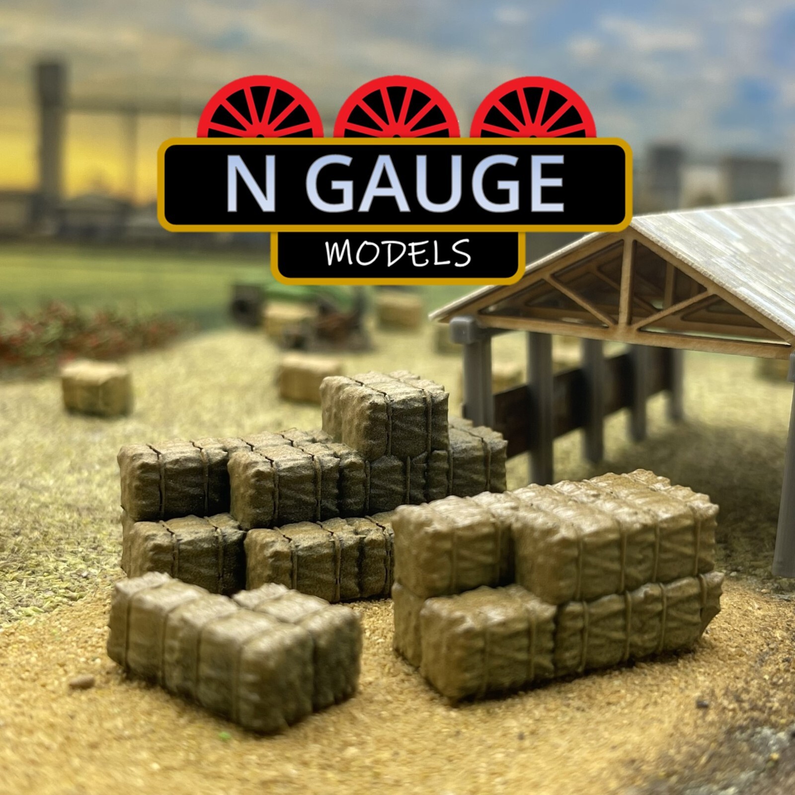 PAINTED- 1:148 N Scale Gauge Square Straw / Hay Bales ‘Stacked’ (Farm 1:160)