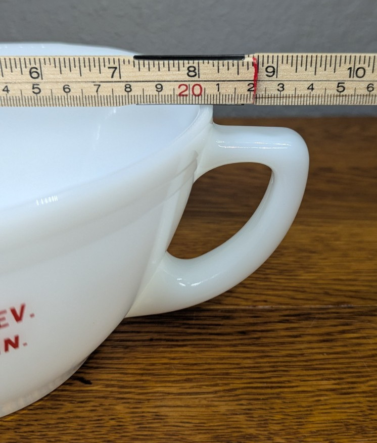 Vintage Farmers Co-Op Lakefield MN Heat Proof Batter Bowl Retro Milk Glass Bowl