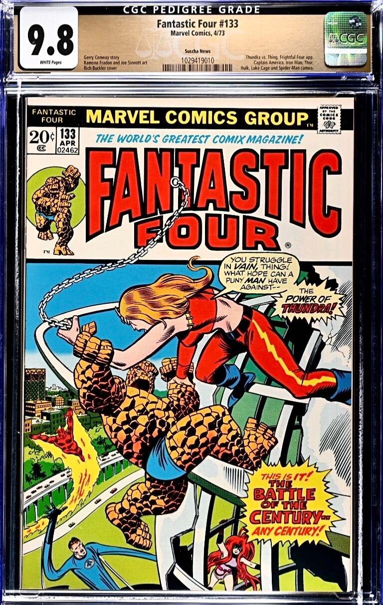 Fantastic Four #133 CGC 9.8 Suscha News Pedigree! Thundra Battle Issue!