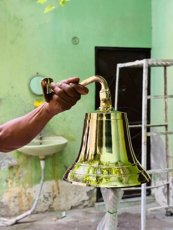 New 11″ Large Nautical Solid Brass Ship’s Bell Marine Maritime Wall Boat Decor