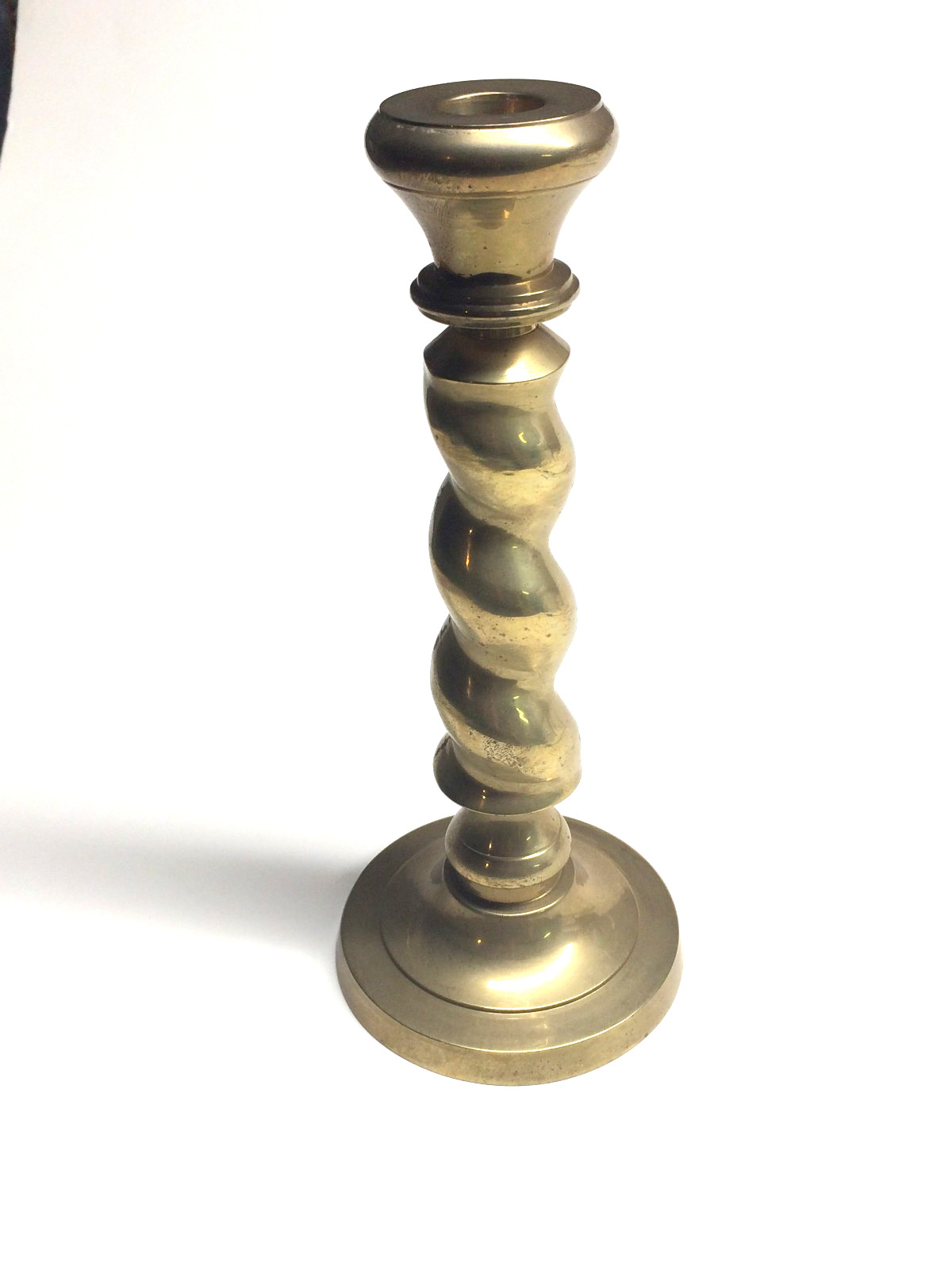 Heavy Brass Spiral Candlestick (8 candlesticks available) 9 Inches Tall VTG