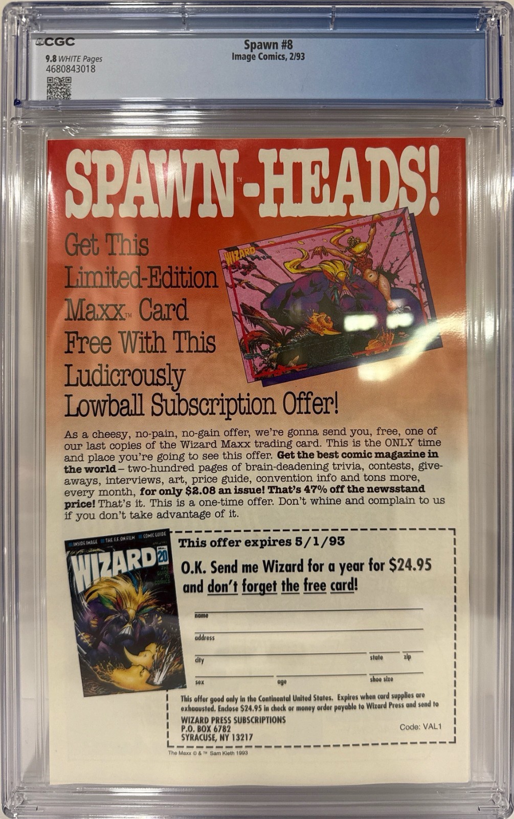 Spawn #8 CGC 9.8 White Pages — Classic Todd McFarlane Cover | Alan Moore Story