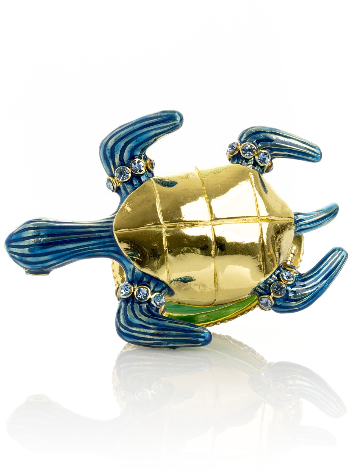Keren Kopal Golden Turtle Hand made Trinket box Decorated with Austrian Crystals