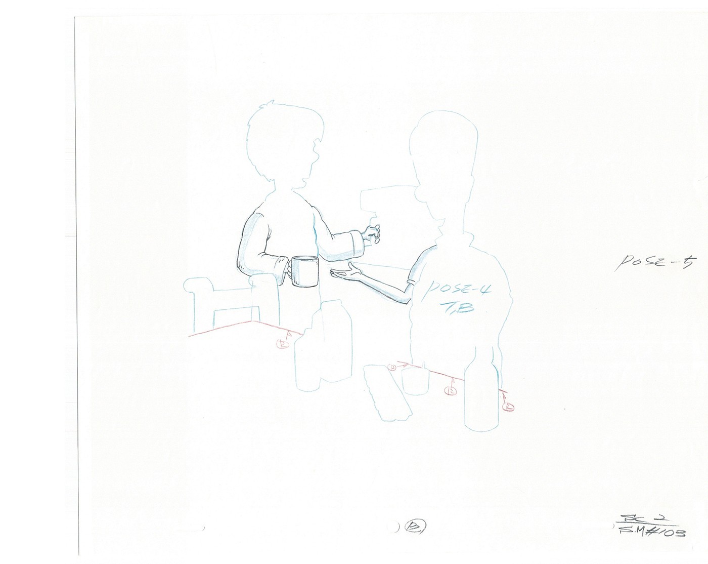 David Spade Sammy Grp of 22 Partial Cel Drawings Production TV Cartoon SNL 2000