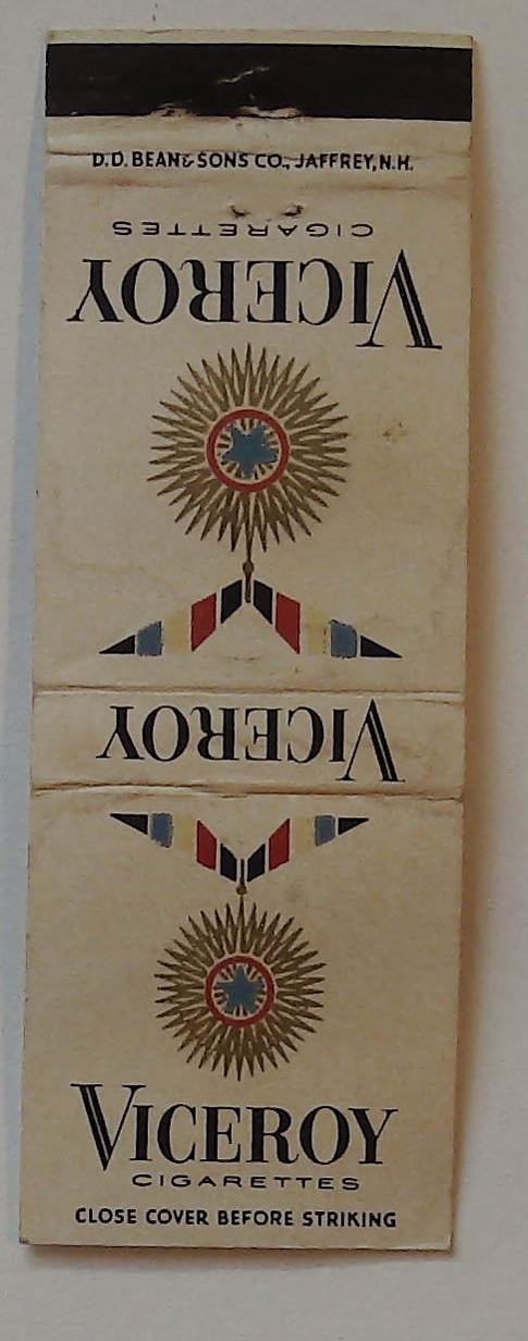 Viceroy Cigarettes, Vintage Matchbook Cover