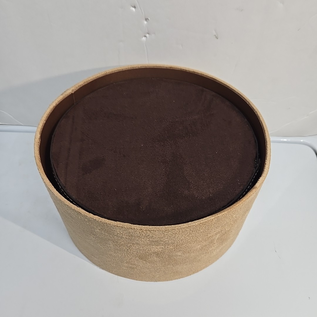 Round Hat Box Style Suede Nesting Boxes – Set of 2 Brown Holiday Gift Set