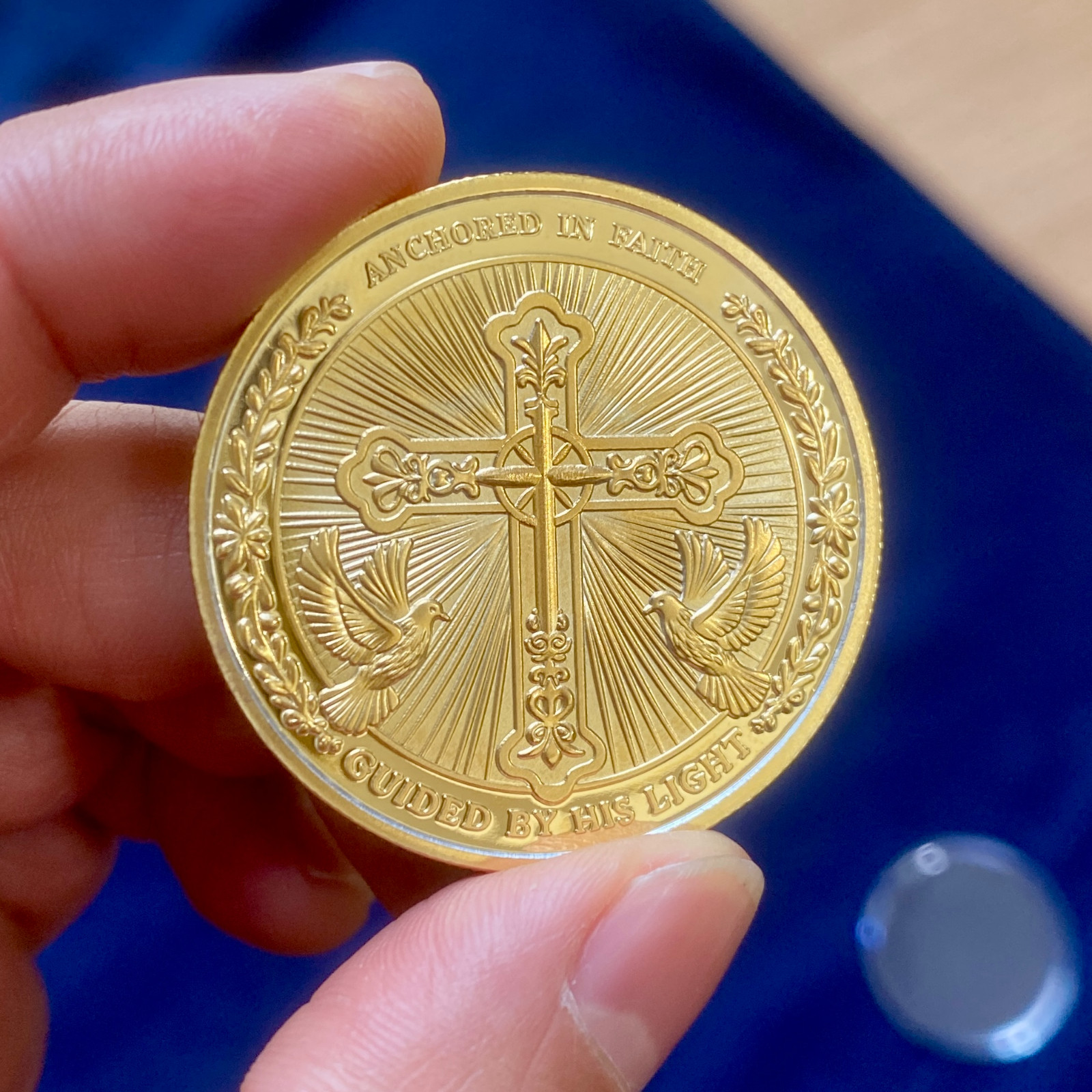Christian Challenge Coin Jesus Christ Founded in Christ Anchored in Faith Gift