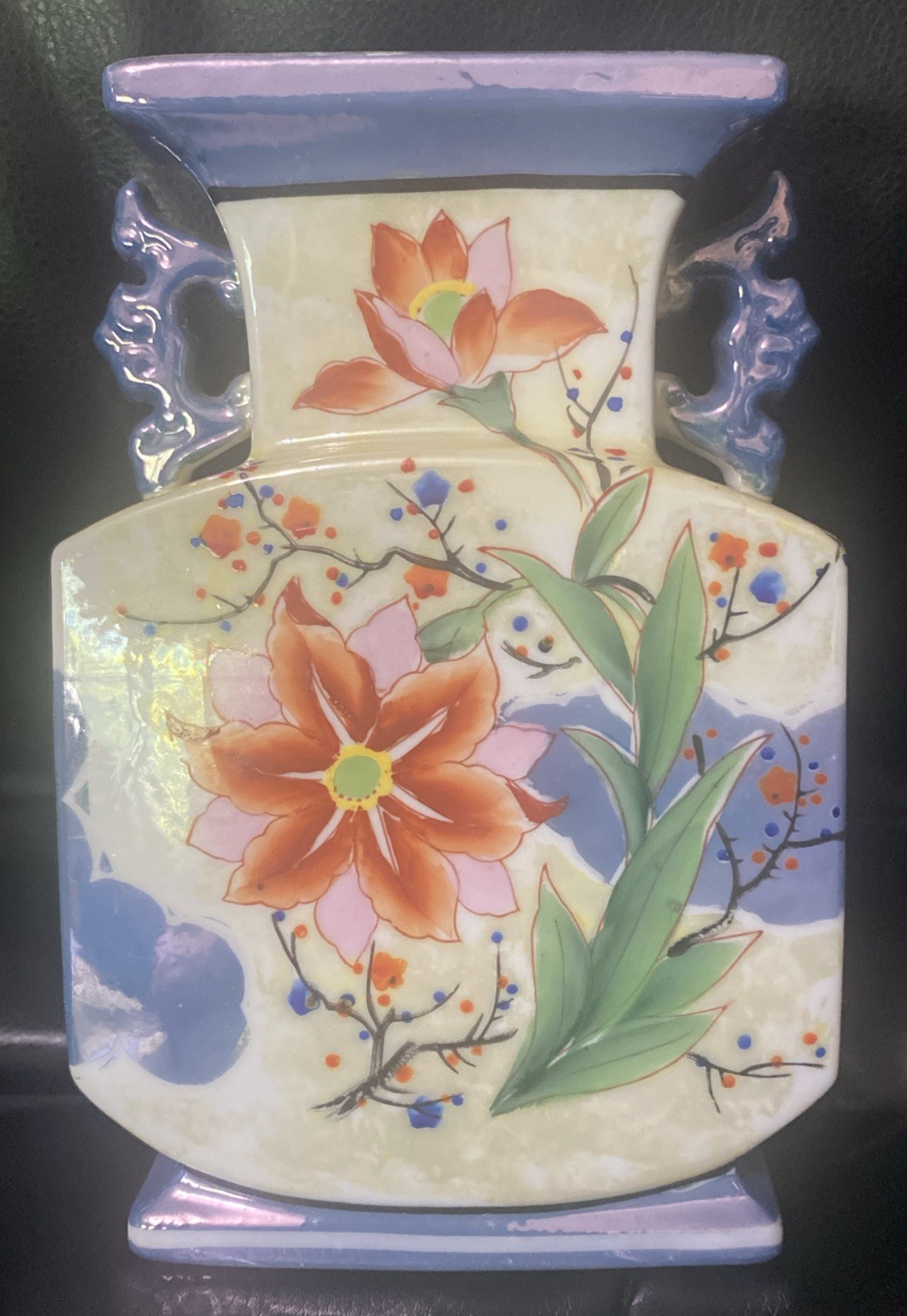 Vintage Lusterware Porcelain Decorative Vase 7 X 4.5 Inches