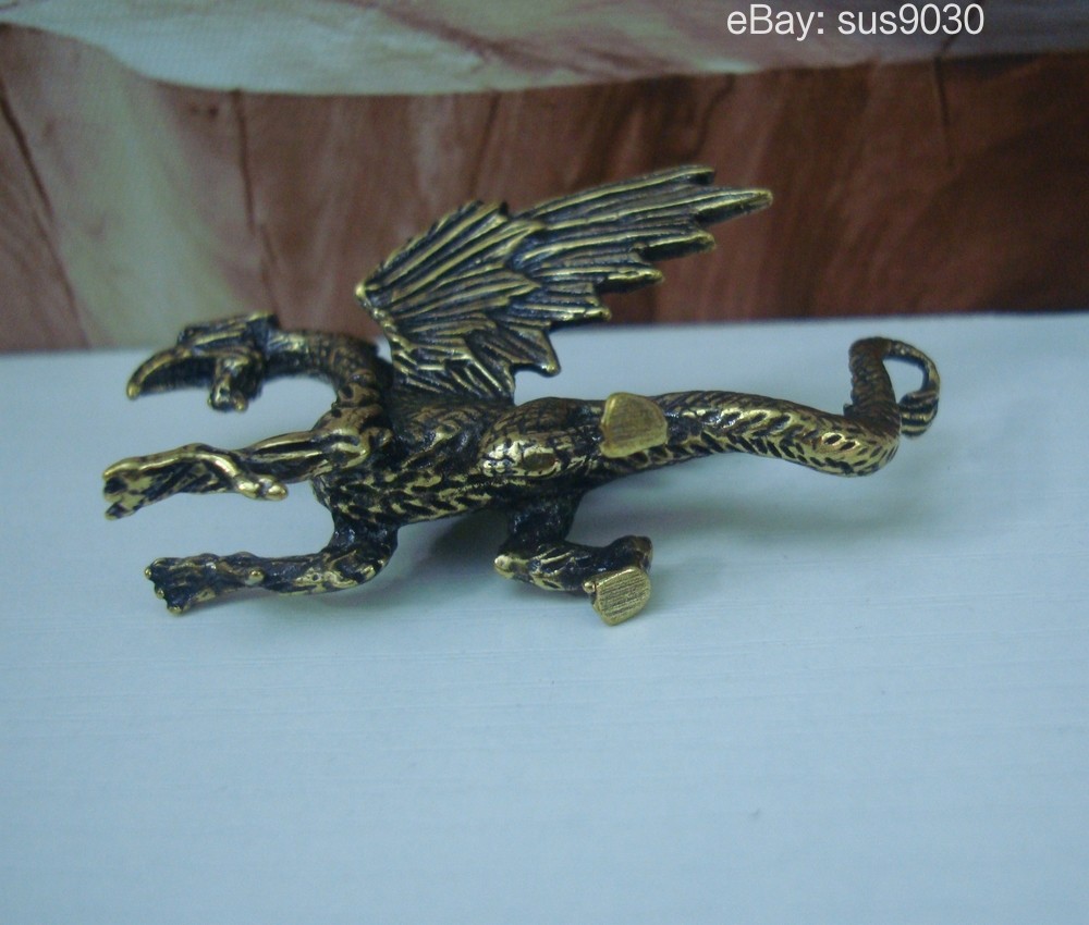 Brass Winged Dragon Pterosaur Figurine – Mythical Decor Accent