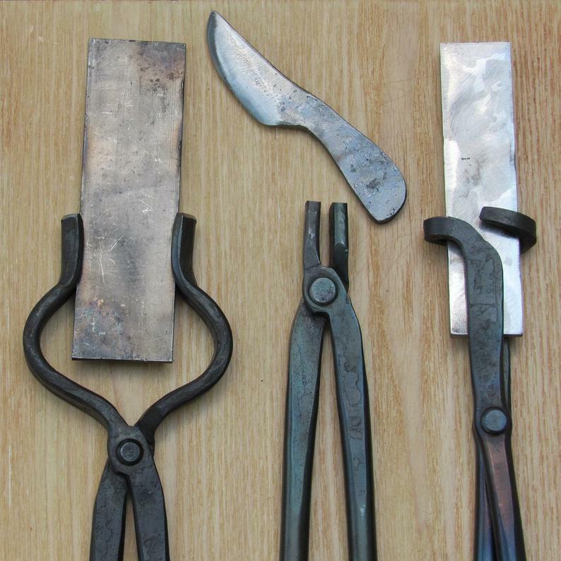 Knife Making Tongs Set Tools Blacksmith Bladesmith Tong Vise Anvil Forge 3 PCS
