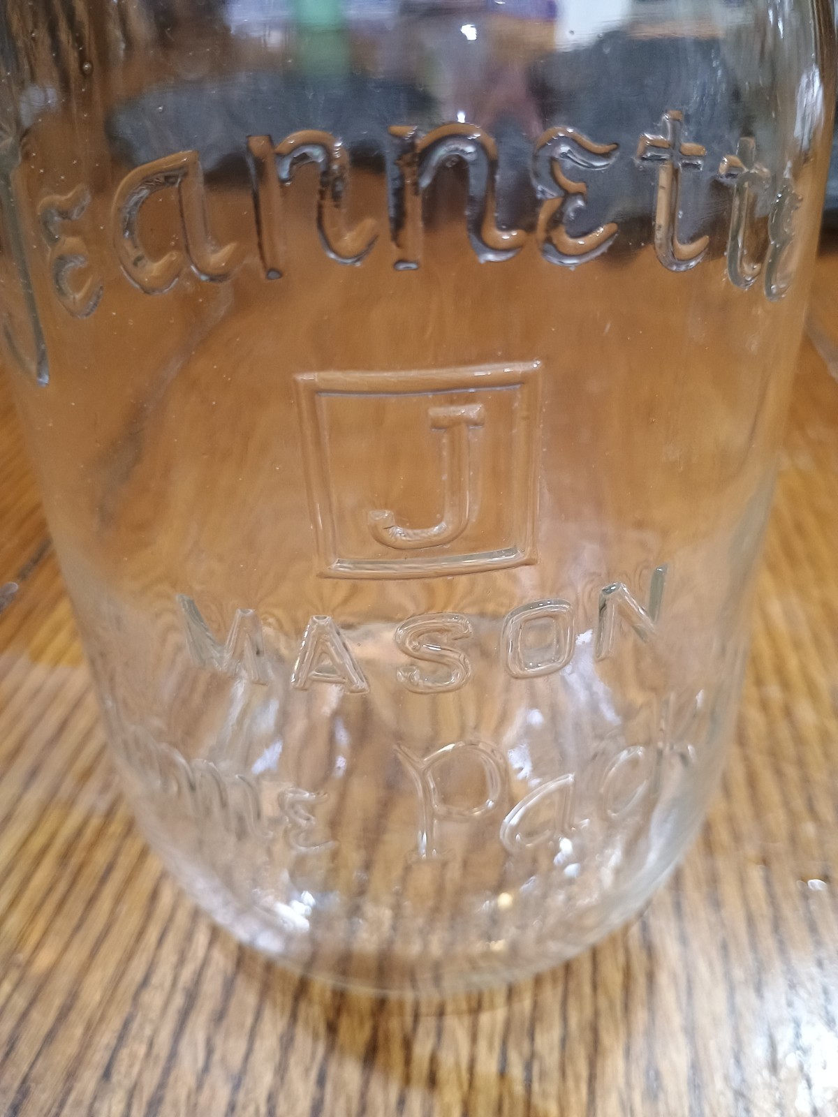 Vintage Jeannette Mason Home Packer Jar Clear Glass 1 Quart Fruit Jar With Lid