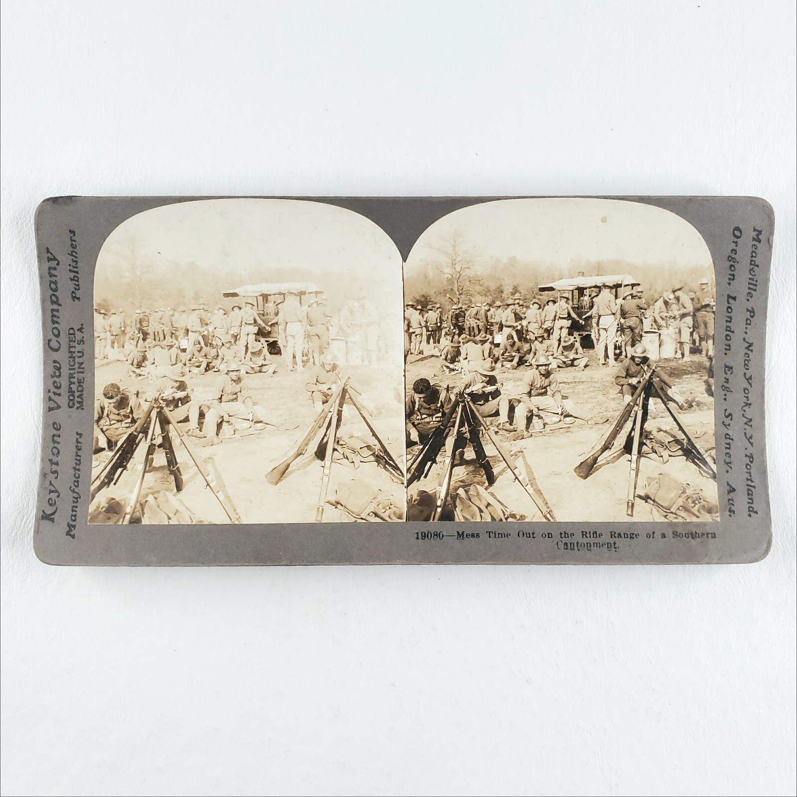 Army Training Camp Rifles Stereoview c1918 Infantry WW1 Marine EGA Soldier D1319