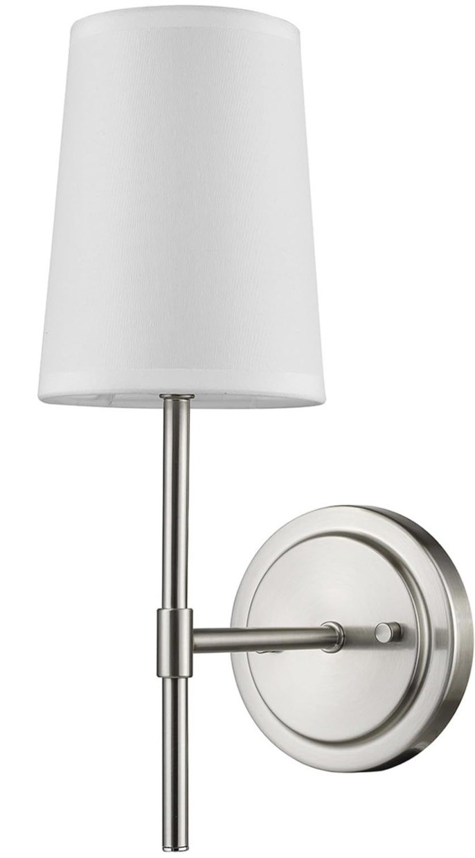 Electric 51858 Clarissa 1-Light Brushed Nickel, White Shade Wall Sconce