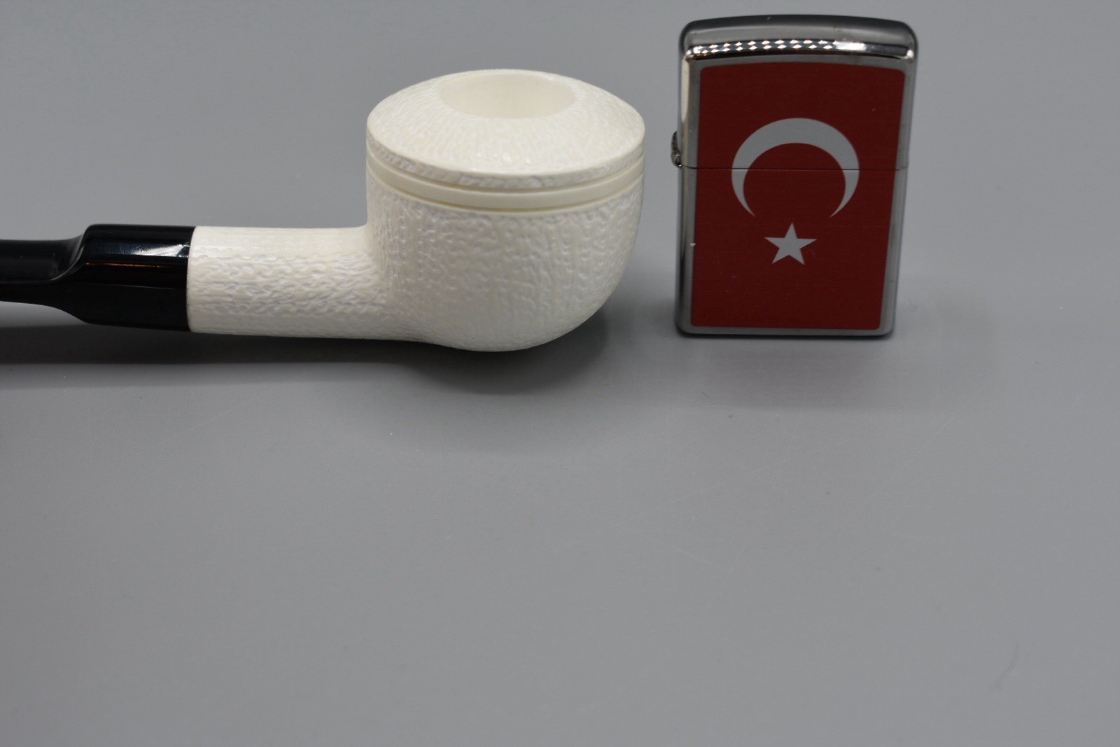 Rusticated Finish Pot Pipe -new-block Meerschaum Handmade With Case#130