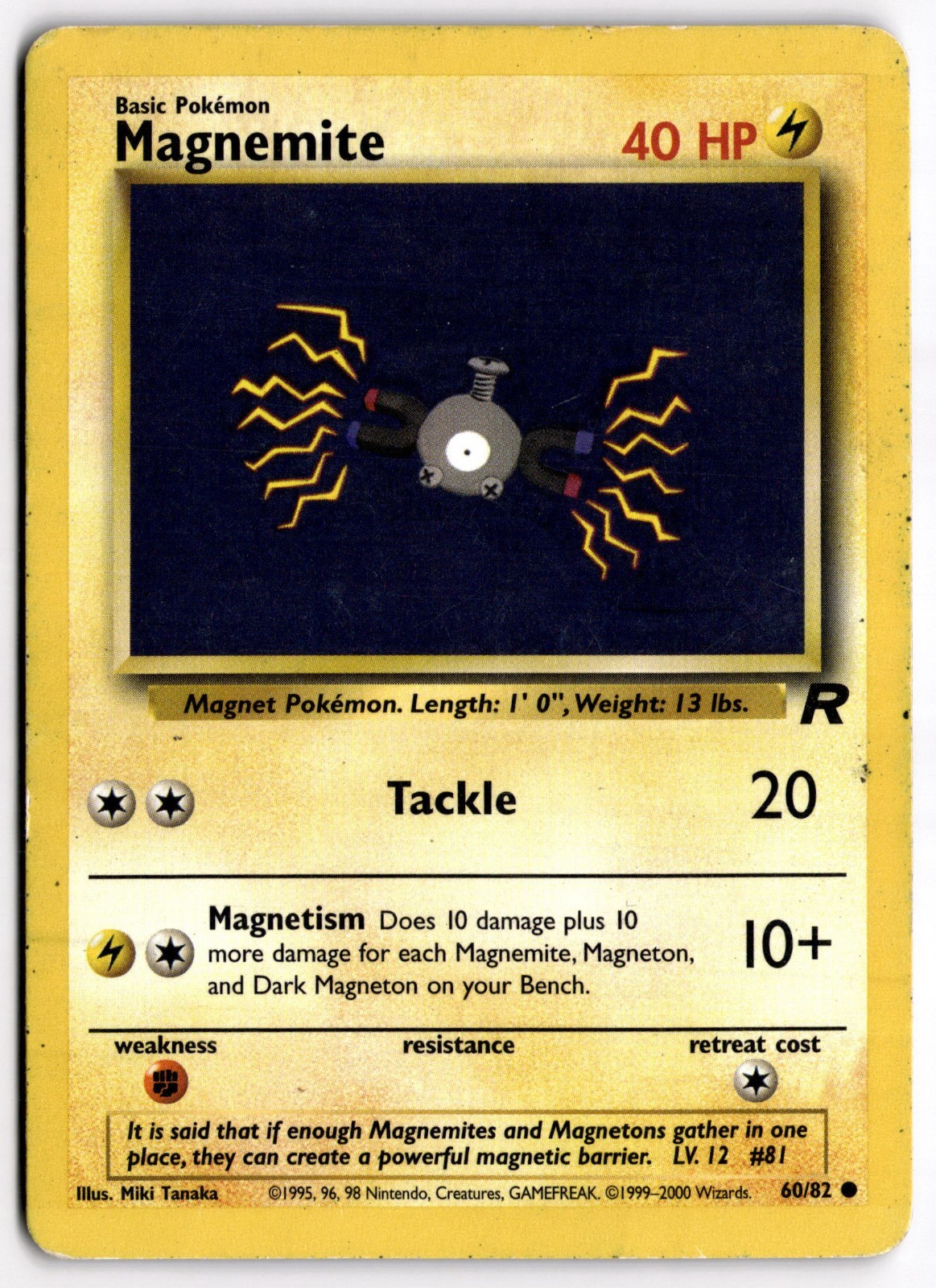 Magnemite 60/82 Unlimited Team Rocket Common Pokemon Card