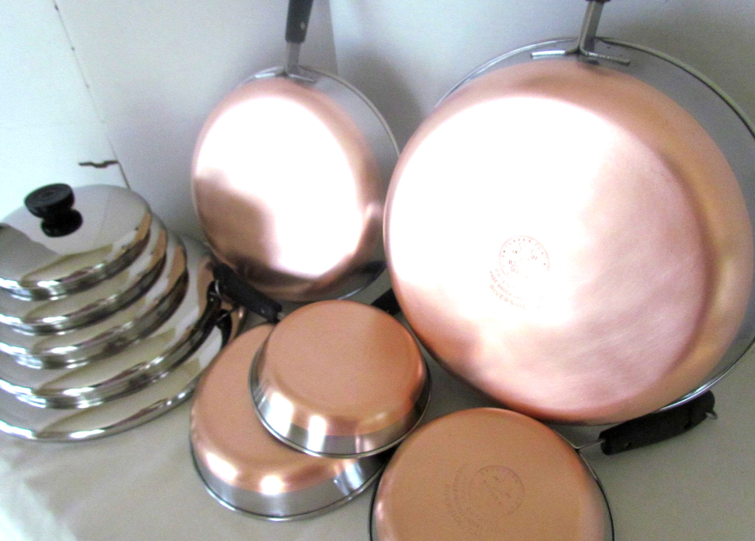 REVERE WARE PRE 68 SKILLET LOT FRYERS, SKILLETS PANS ORIGINAL LIDS EXCELLENT