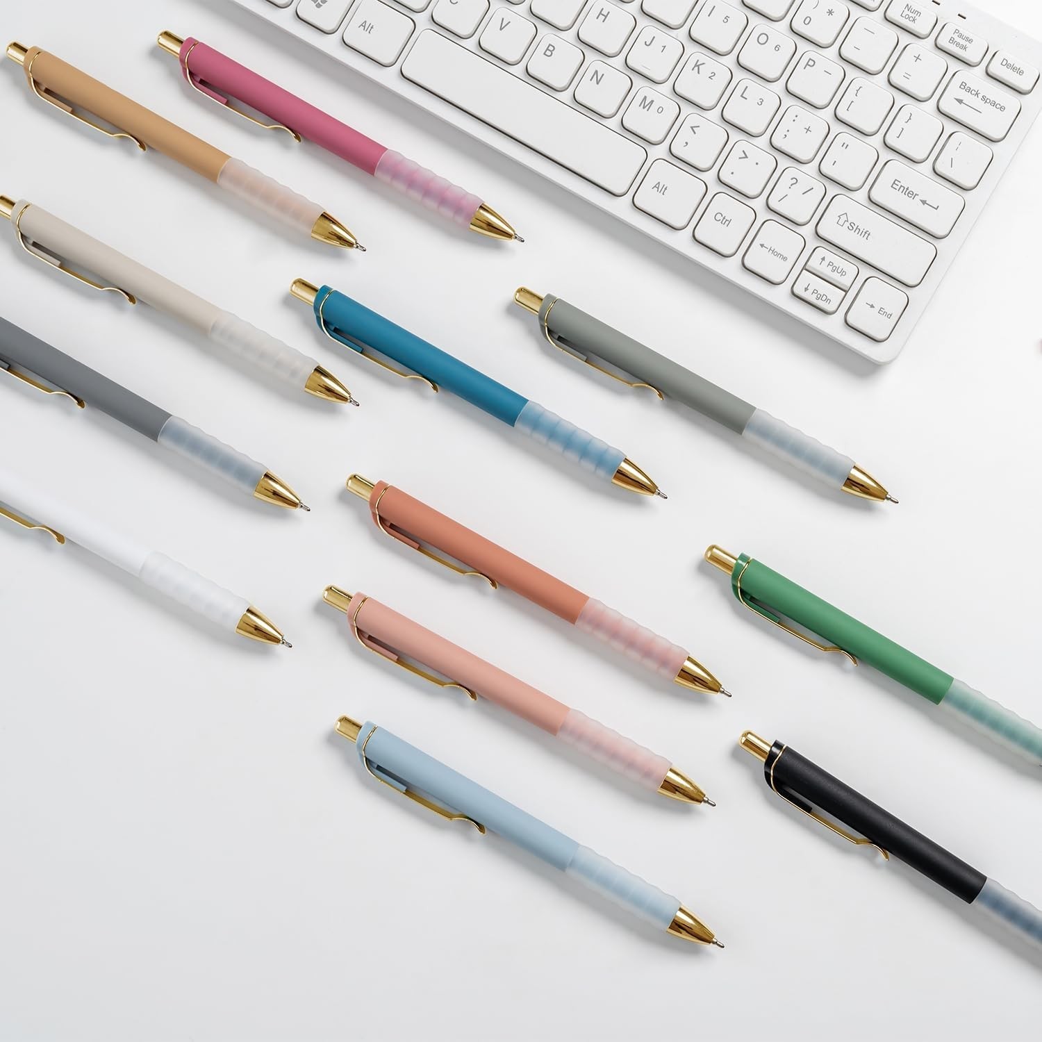 12-Pack Medium Point Ballpoint Pens – Super Soft Grip & Stylish Gold Finish