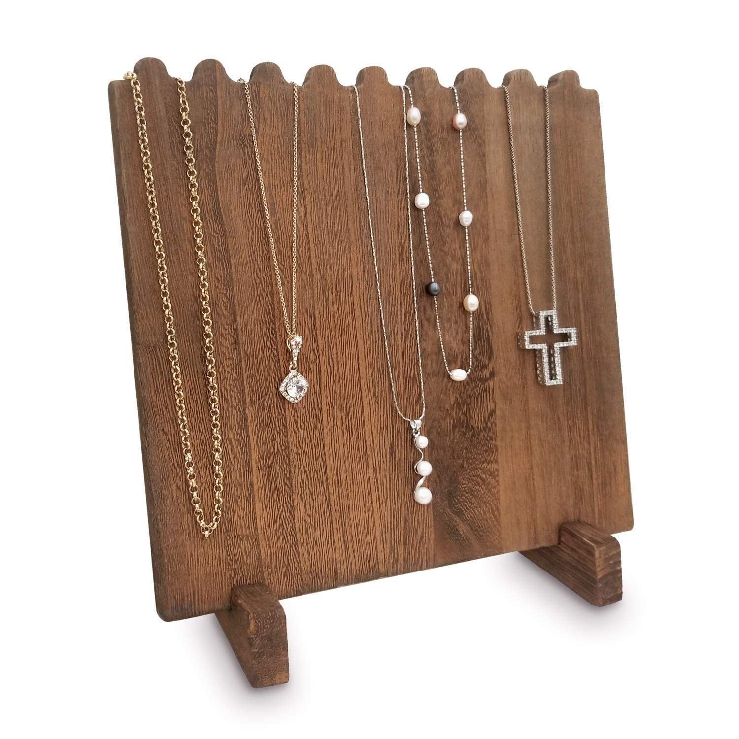 MOOCA Portable Wooden Plank Necklace 9 3/8″W x 5 1/2″D x 10 1/4″H, Brown