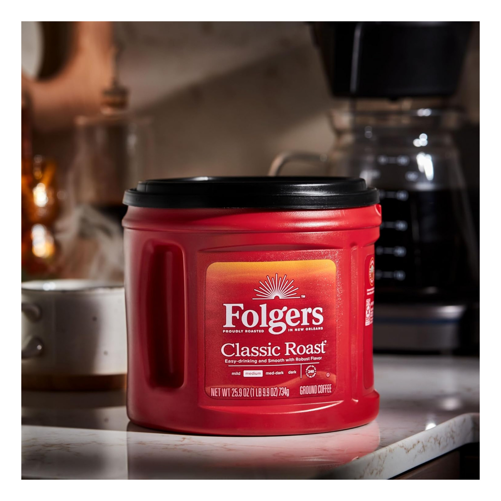 Folgers Classic Roast Ground Coffee Medium Roast 25.9 oz Canister Breakfast ( 2P