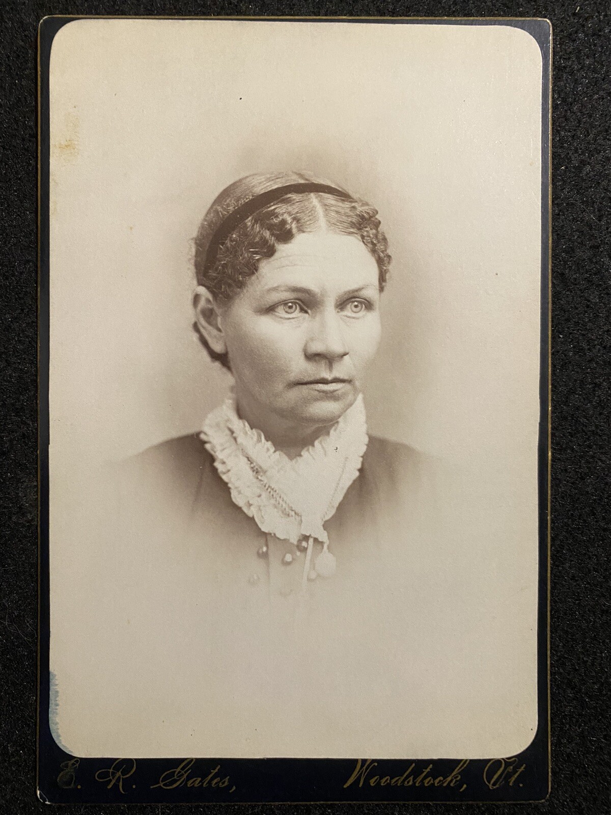 Woodstock Vermont VT Pretty Woman Windsor Co. Antique Cabinet Photo