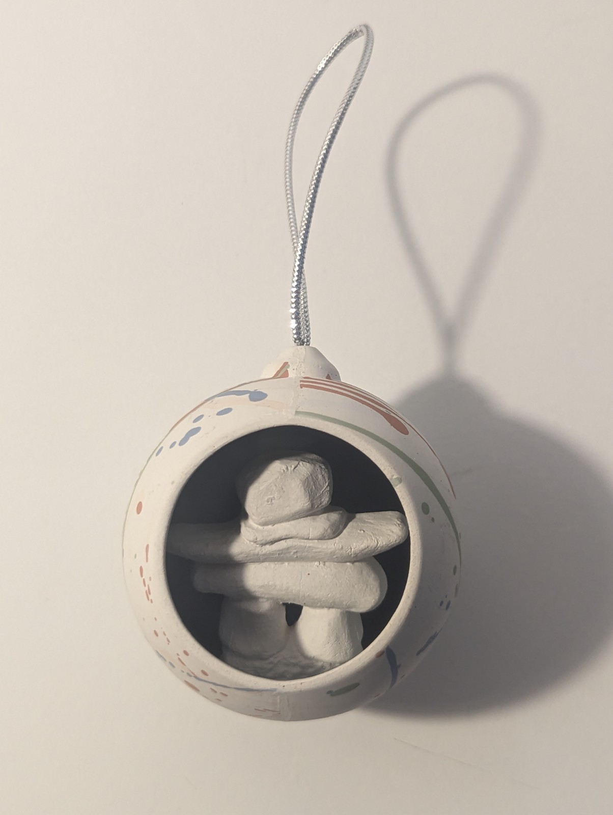 Hand Painted, Matte Ceramic Hanging Christmas Ornament.