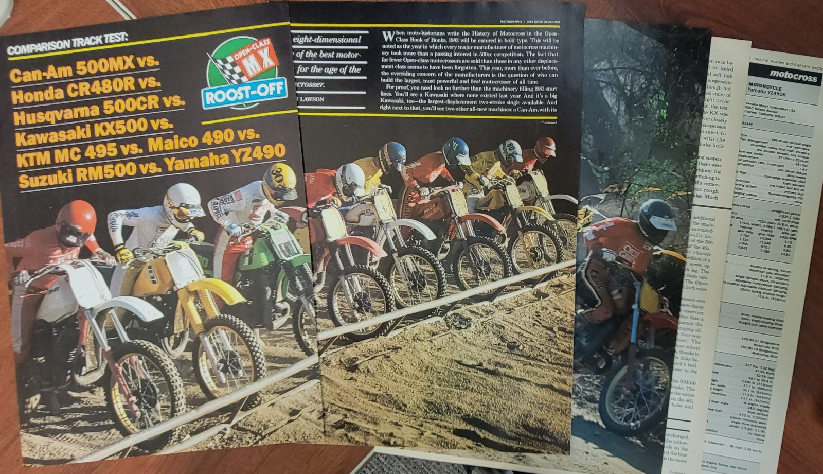 1983 18p Test 500MX vs CR480 vs 500CR vs KX500 vs MC495 vs RM500 YZ490 Maico 490