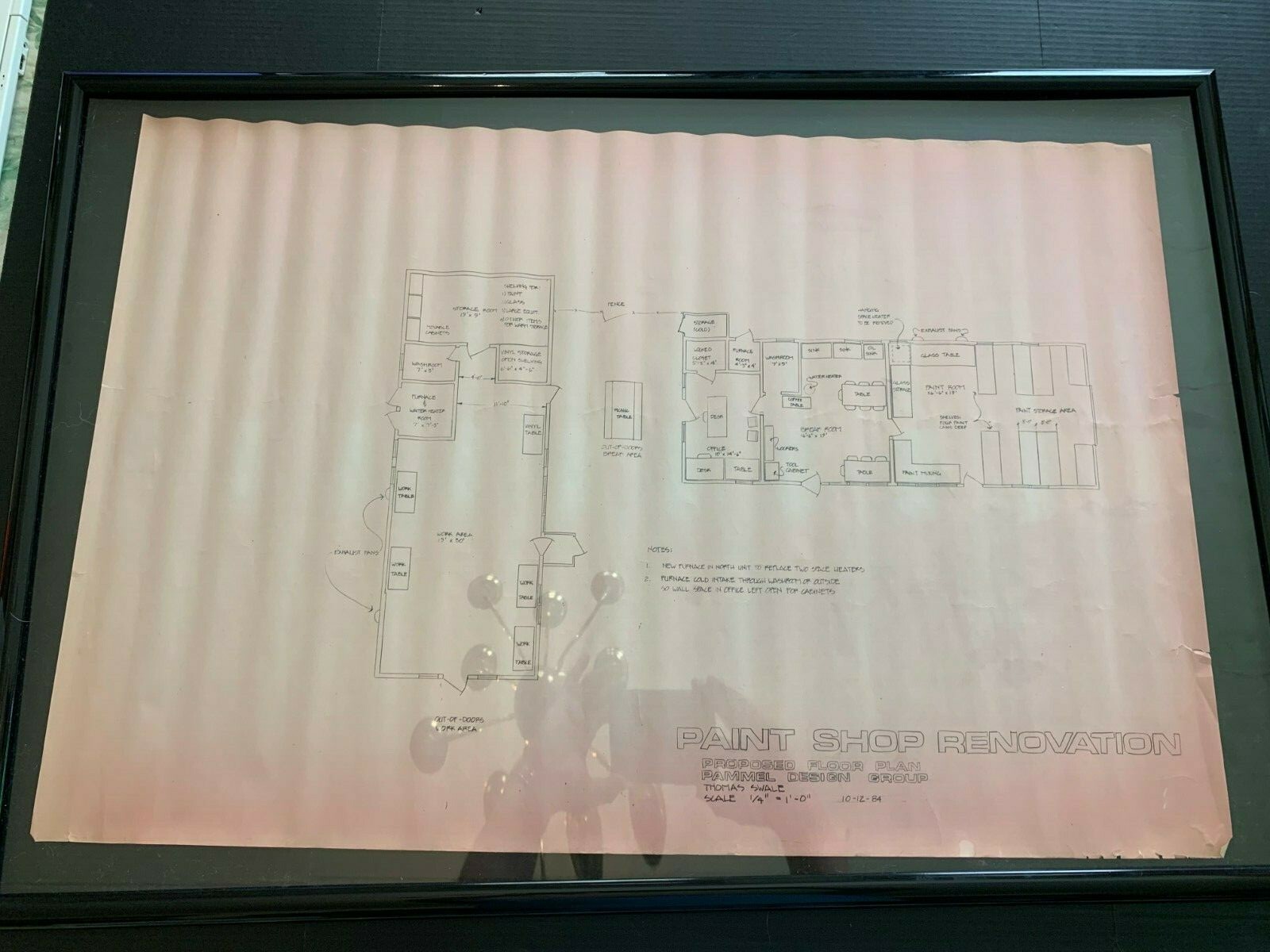 Vintage 1984 Paint Shop Renovation Pammel Design Blueprint