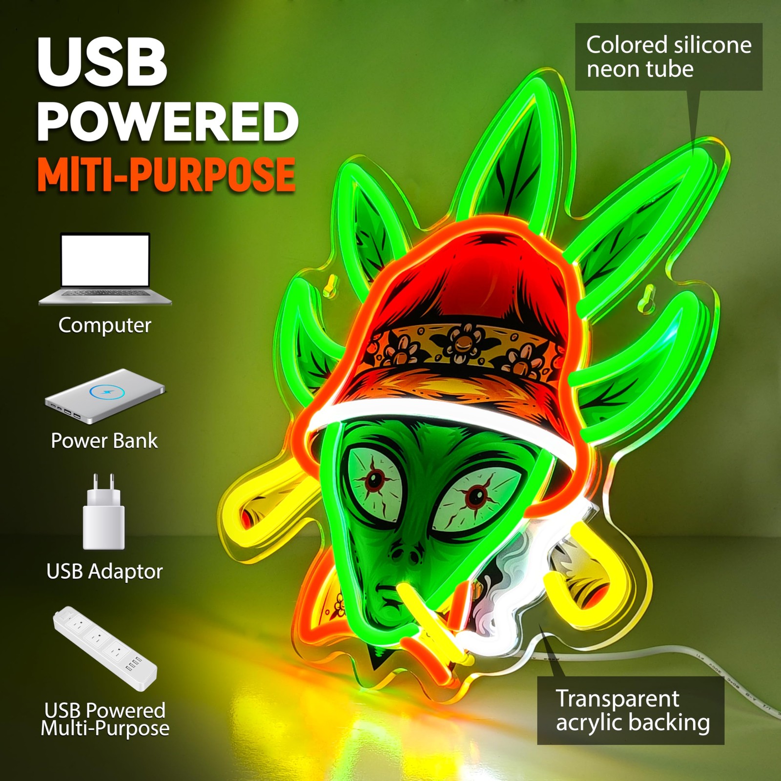 Green Alien Neon Sign Alien Neon Lights Led Signs Usb Dimmable Alien Led Neon Li