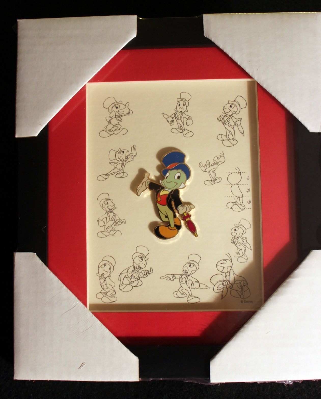 Disneyland 2003 Limited Edition Pin of 2000 Jiminy Cricket Framed Walt Disney