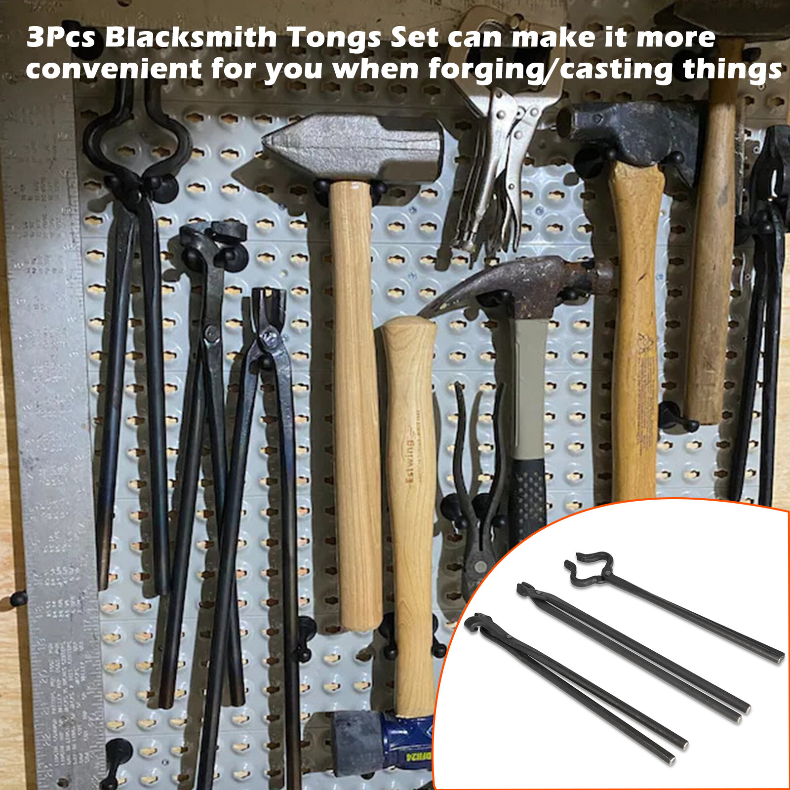 Knife Making Tongs Set Tools Blacksmith Bladesmith Tong Vise Anvil Forge 3 PCS