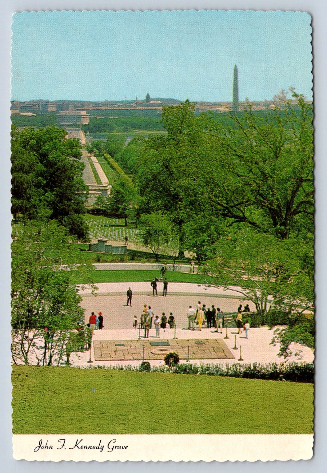JFK Grave Arlington National Cemetery Washington DC Mirro-Krome Postcard