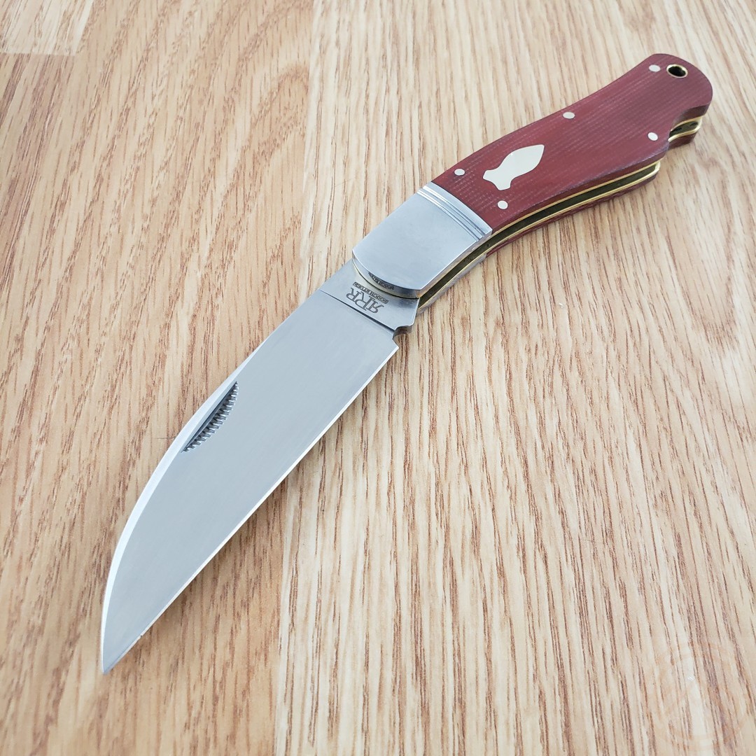 Rough Ryde Reserve Folding Knife D2 Tool Steel Blade Red Canvas Micarta Handle