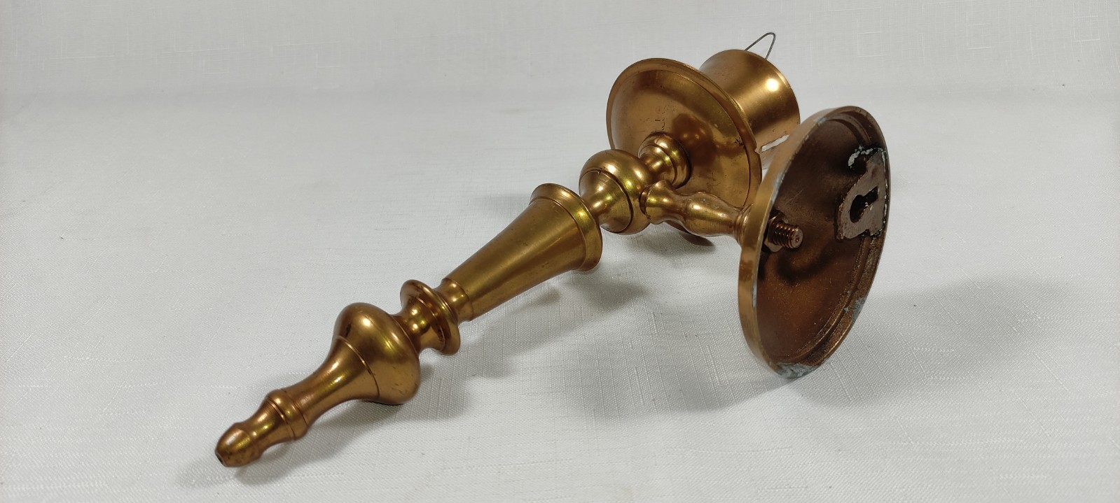 Vintage Antique Brass Wall Sconce Hurricane Candlestick Candle Holder Heavy 10″