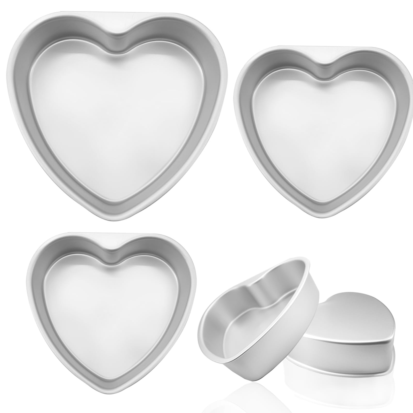 3Pcs Valentine’s Day Heart Shaped Cake Pans（6Inch+8Inch+10Inch） Aluminum Hear…
