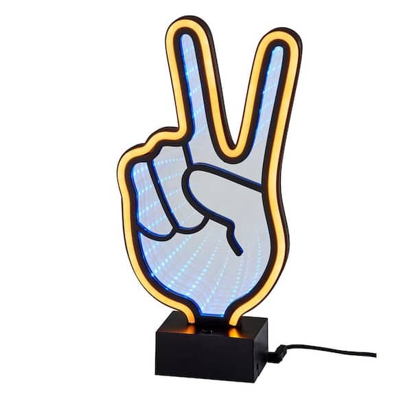 Simplee Adesso 10.5-in Peace Sign Mirrored Neon LED Light Model AF44468VI
