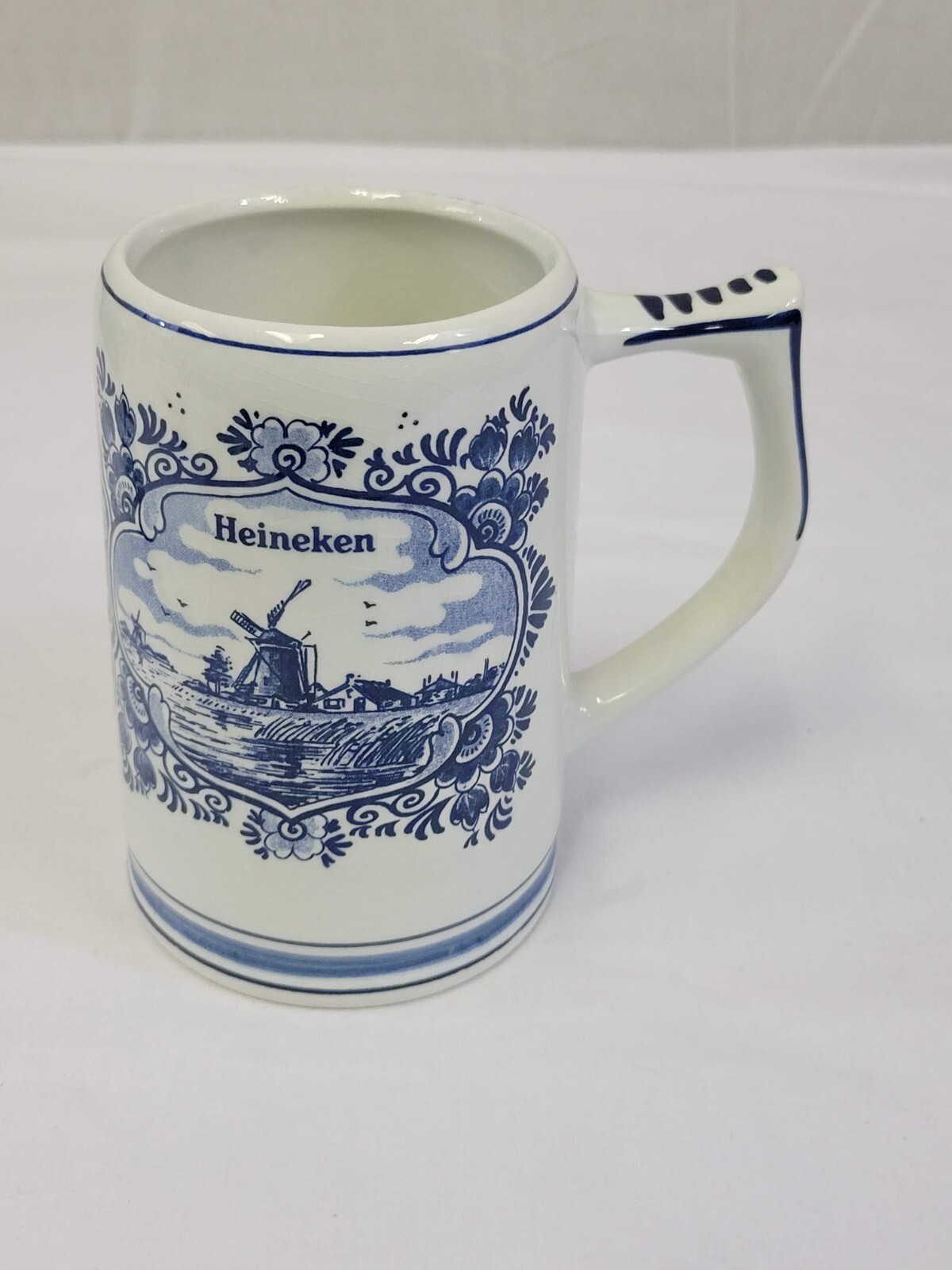 VTG GKB HEINEKEN DELFT BLUE STEIN HOLLAND HAND PAINTED WINDMILL & SAILBOAT