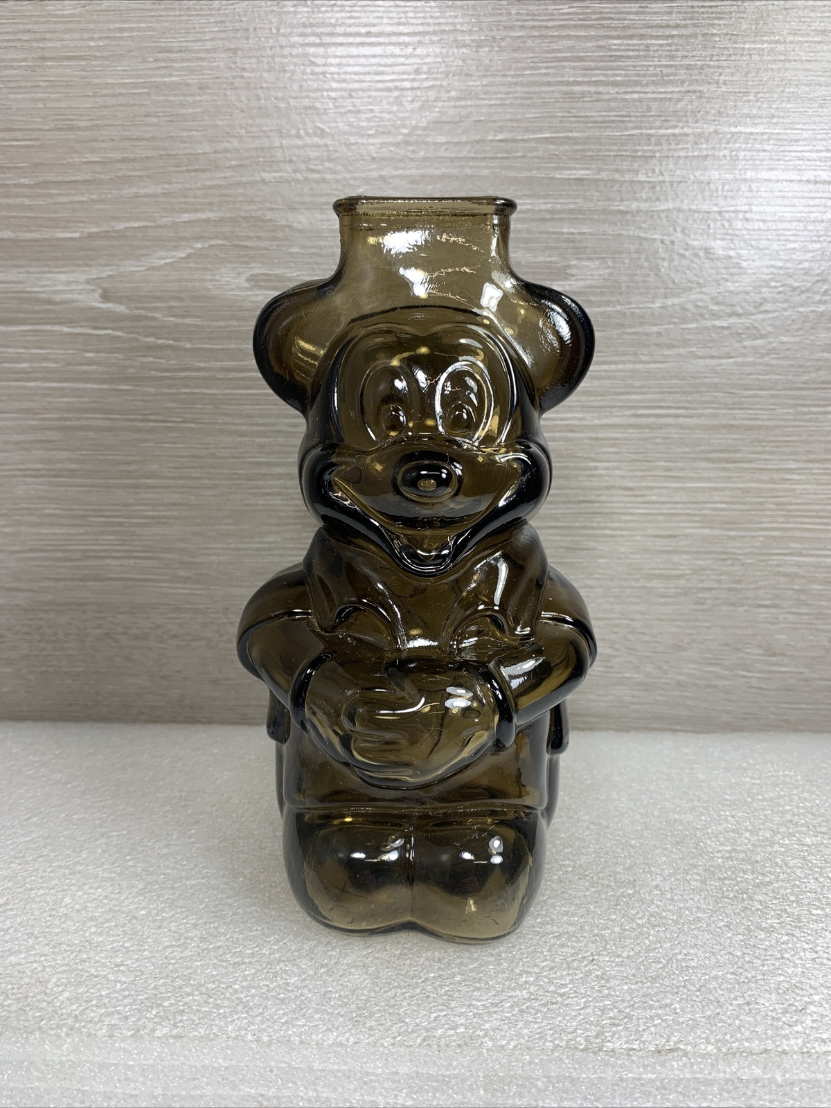 Vintage Walt Disney Productions Mickey Mouse Club House Coin Bank Brown Glass