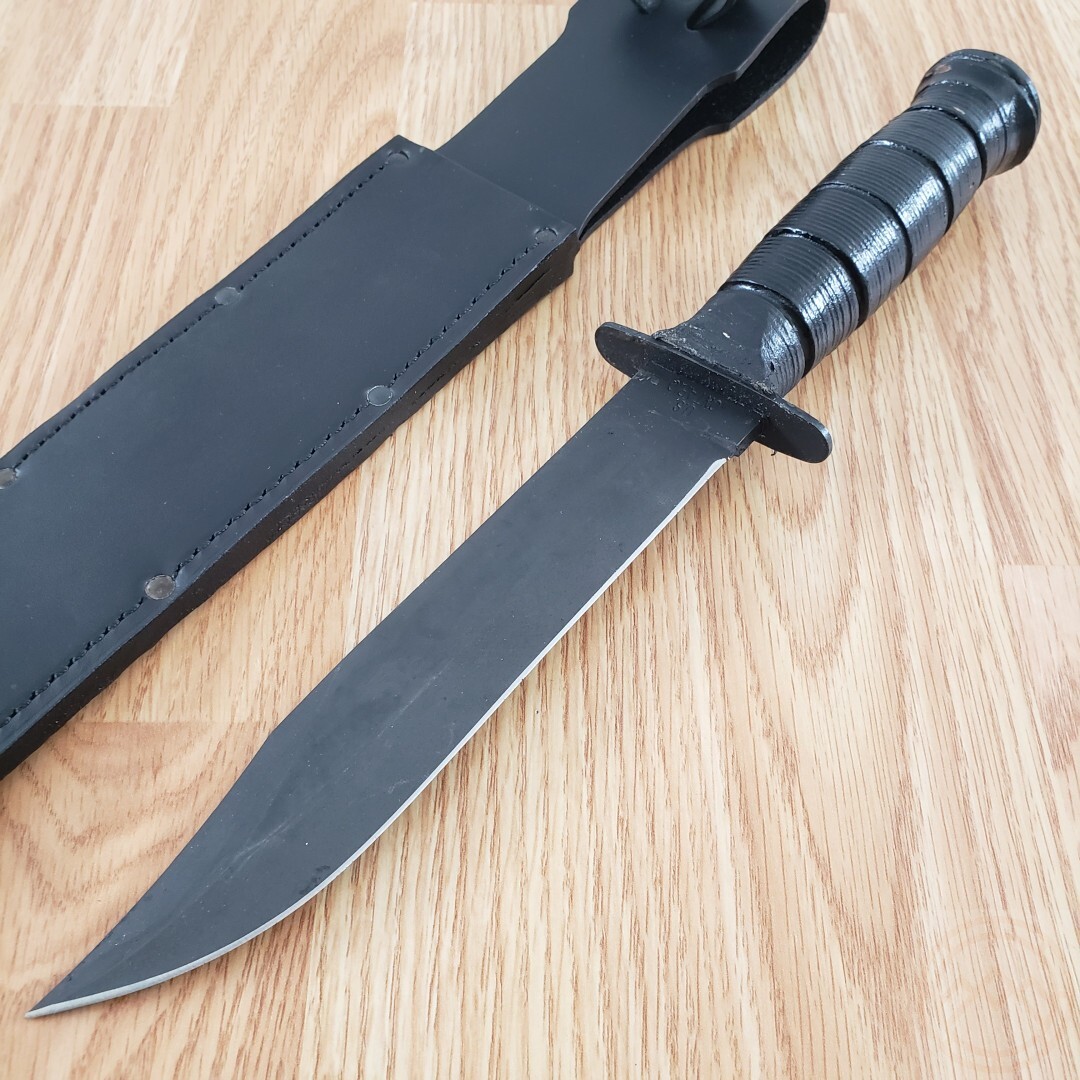 Ontario Marine Combat Fixed Knife 7″ 1095HC Steel Blade Black Synthetic Handle