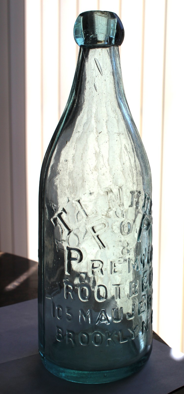 T. L. Neff’s 105 Maujer St Brooklyn E.D. Quart Blob Top Soda Bottle – T‑L‑N Mono