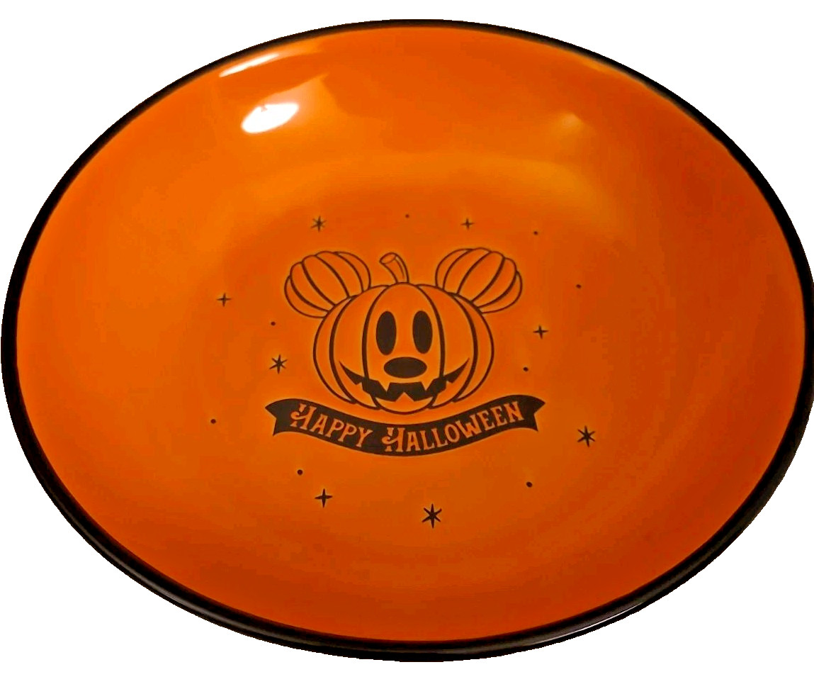 Happy Halloween Disney Mickey Pumpkin Ceramic Serving Bowl 8.5″ Hand Painted