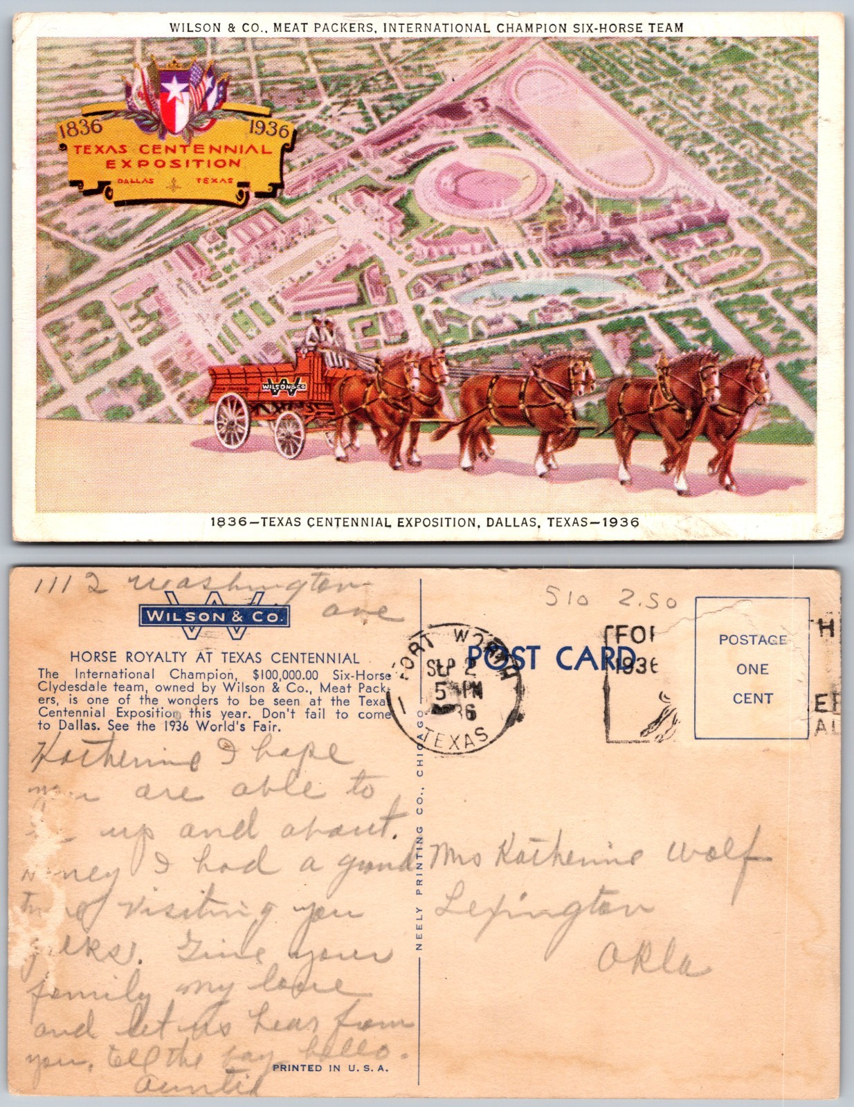 Texas Centennial Exposition Dallas Postcard