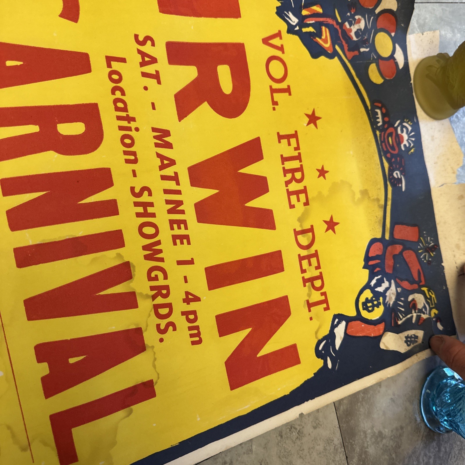 Irwin Carnival – Triangle Poster Co. Pittsburgh PA – Clown Circus Fire Dept