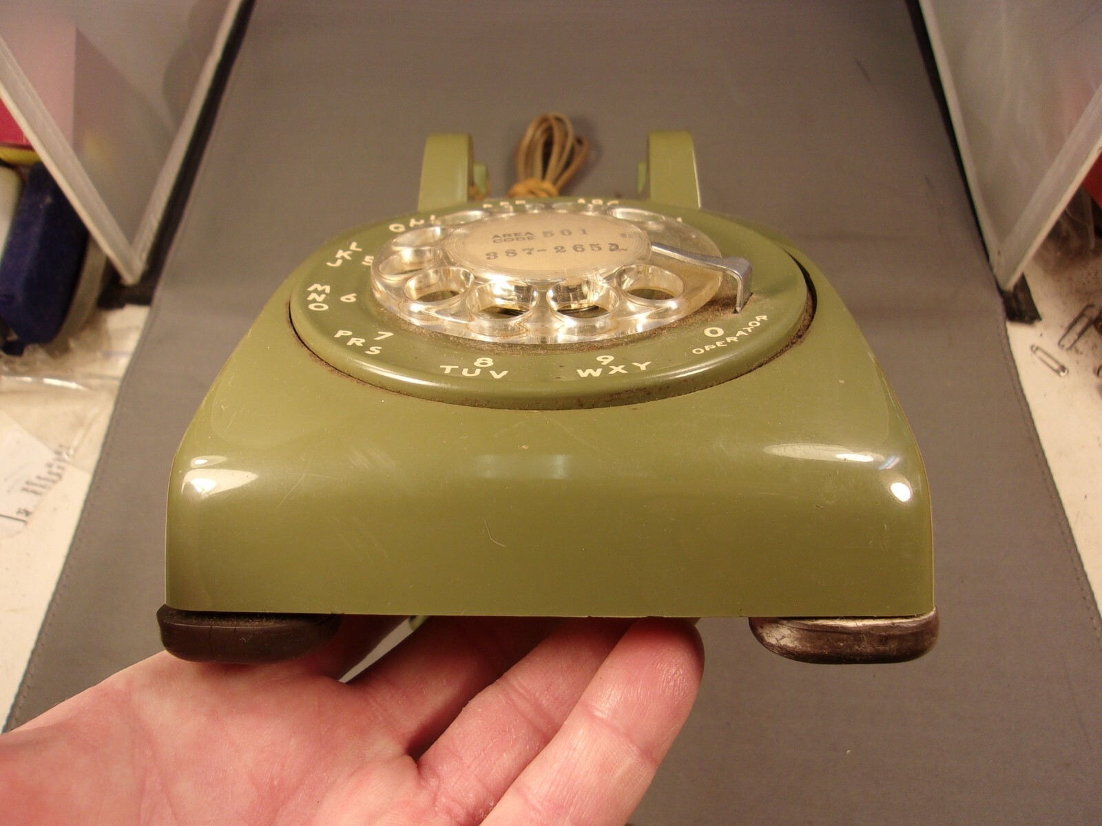 RARE OLD VINTAGE OLIVE GREEN ROTARY PHONE TELEPHONE BY “NORTHERN TELECOM” NORTEL