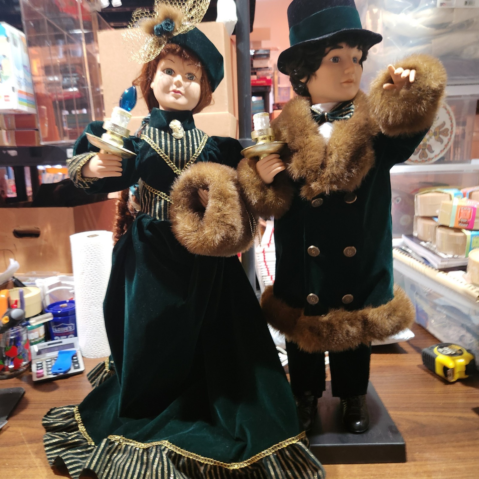 Vintage 1996 Traditions Animated Victorian Couple 27″ Christmas Costco Work